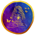 Sound Waves Heal Meditation Woman Star and Butterflies Circle