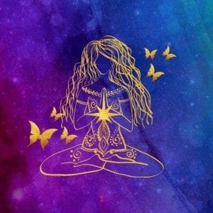 Sound Waves Heal mediation Woman Star with Butterflies Square