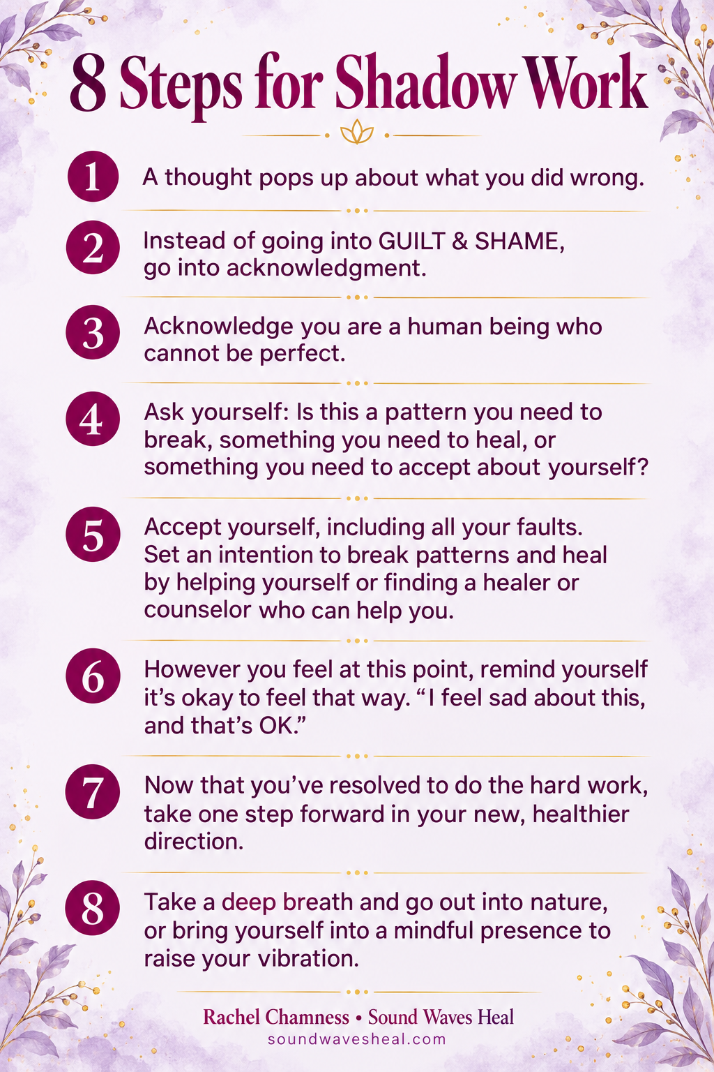 Rachel Chamness’s eight-step process for shadow work.