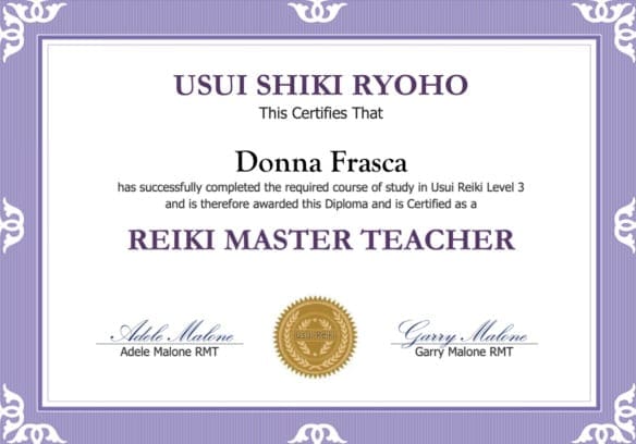 Reiki Master Teacher certificate